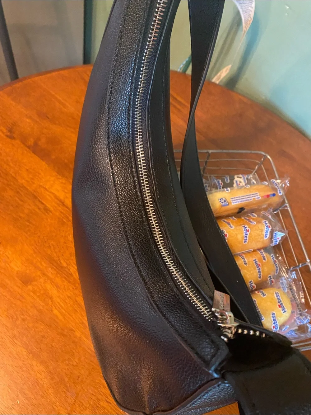 BCBGMaxAzria Black Crescent Leather Shoulder Bag